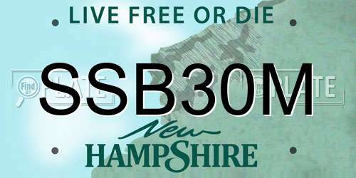 SSB30M New Hampshire License Plate