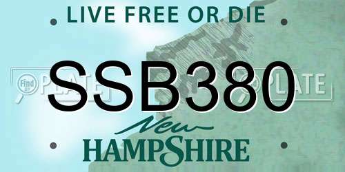 SSB380 New Hampshire License Plate