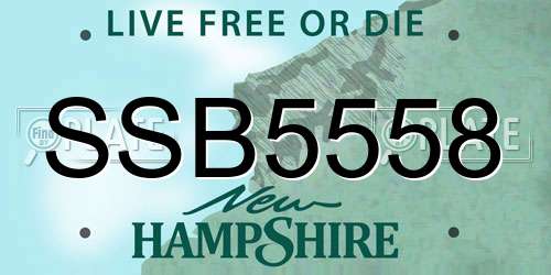 SSB5558 New Hampshire License Plate