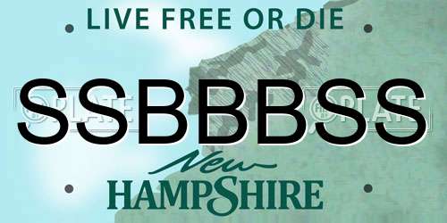 SSBBBSS New Hampshire License Plate