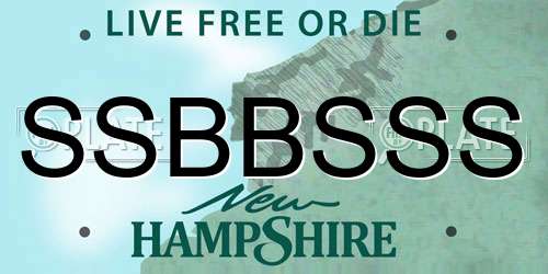 SSBBSSS New Hampshire License Plate