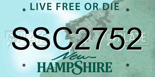 SSC2752 New Hampshire License Plate