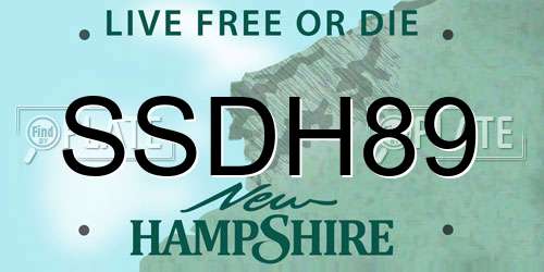 SSDH89 New Hampshire License Plate
