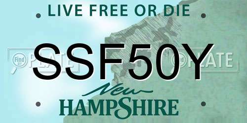 SSF50Y New Hampshire License Plate