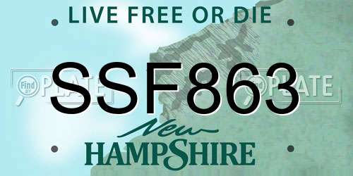 SSF863 New Hampshire License Plate
