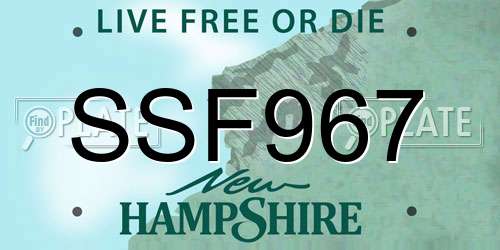 SSF967 New Hampshire License Plate
