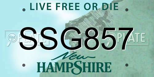 SSG857 New Hampshire License Plate