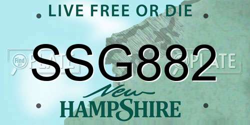 SSG882 New Hampshire License Plate