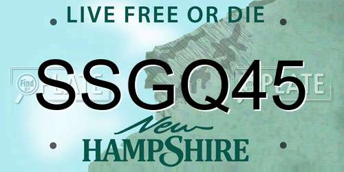 SSGQ45 New Hampshire License Plate