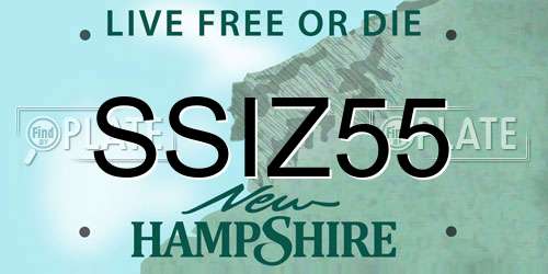 SSIZ55 New Hampshire License Plate