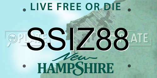 SSIZ88 New Hampshire License Plate