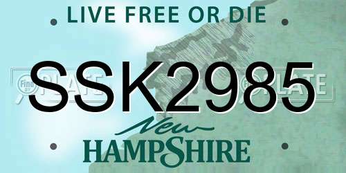 SSK2985 New Hampshire License Plate