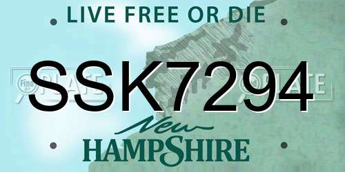 SSK7294 New Hampshire License Plate