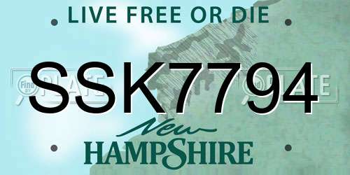 SSK7794 New Hampshire License Plate