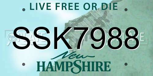 SSK7988 New Hampshire License Plate