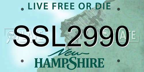 SSL2990 New Hampshire License Plate