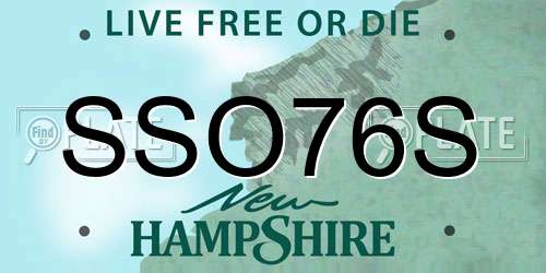 SSO76S New Hampshire License Plate