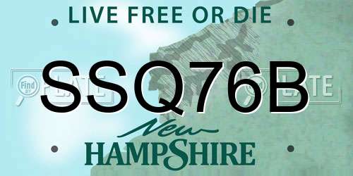 SSQ76B New Hampshire License Plate