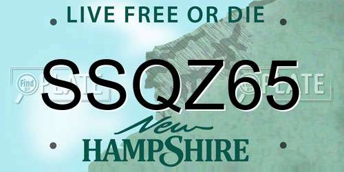 SSQZ65 New Hampshire License Plate