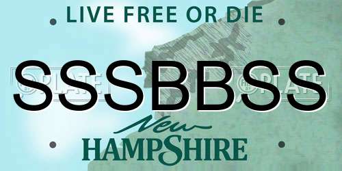 SSSBBSS New Hampshire License Plate