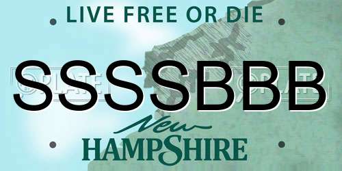 SSSSBBB New Hampshire License Plate