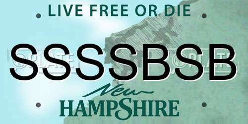 SSSSBSB New Hampshire License Plate