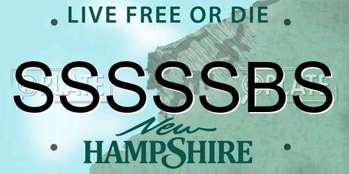 SSSSSBS New Hampshire License Plate