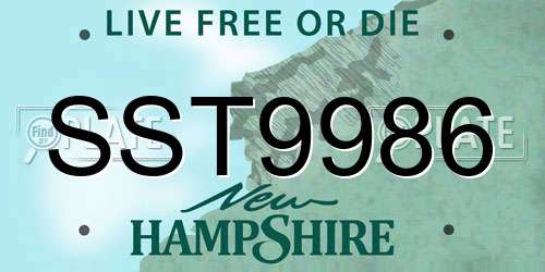 SST9986 New Hampshire License Plate