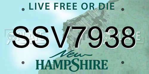 SSV7938 New Hampshire License Plate