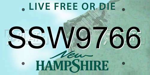 SSW9766 New Hampshire License Plate