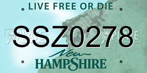 SSZ0278 New Hampshire License Plate
