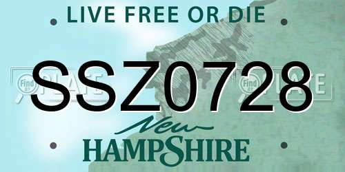 SSZ0728 New Hampshire License Plate