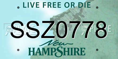 SSZ0778 New Hampshire License Plate