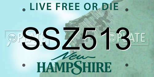 SSZ513 New Hampshire License Plate