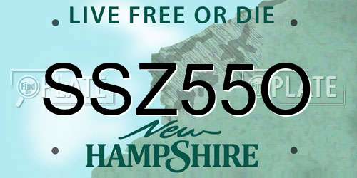 SSZ55O New Hampshire License Plate