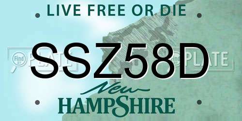 SSZ58D New Hampshire License Plate