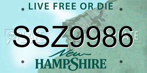 SSZ9986 New Hampshire License Plate