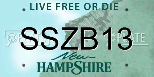SSZB13 New Hampshire License Plate