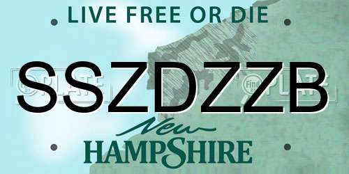 SSZDZZB New Hampshire License Plate