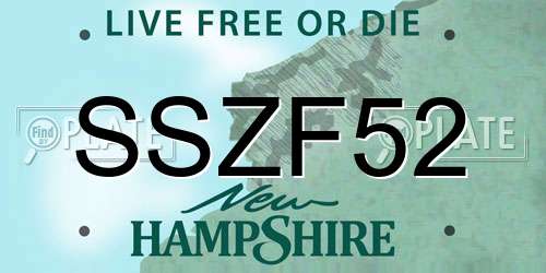 SSZF52 New Hampshire License Plate