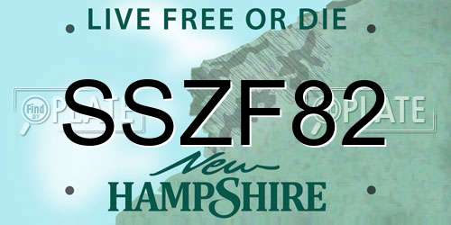 SSZF82 New Hampshire License Plate