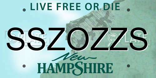 SSZOZZS New Hampshire License Plate