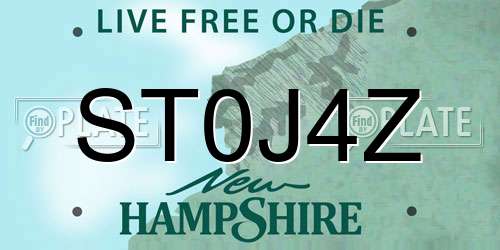 ST0J4Z New Hampshire License Plate
