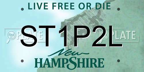ST1P2L New Hampshire License Plate