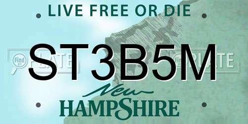 ST3B5M New Hampshire License Plate