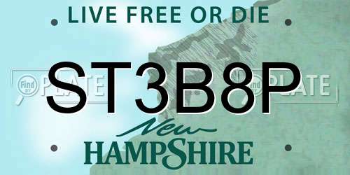 ST3B8P New Hampshire License Plate