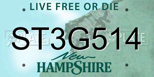 ST3G514 New Hampshire License Plate