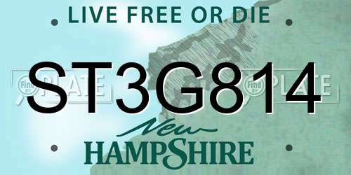ST3G814 New Hampshire License Plate