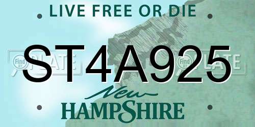 ST4A925 New Hampshire License Plate