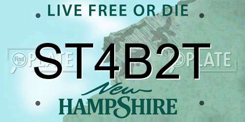 ST4B2T New Hampshire License Plate